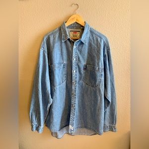 Vintage Levi’s Mens -Green Label -Steel Button Long Sleeved Denim Shirt- Size XL